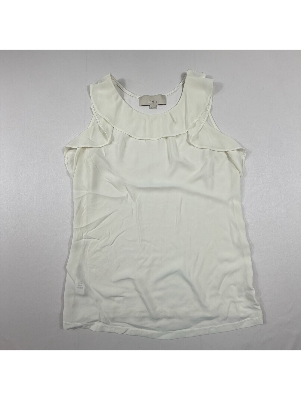 LOFT White Sleeveless Ruffle Neck Blouse XS